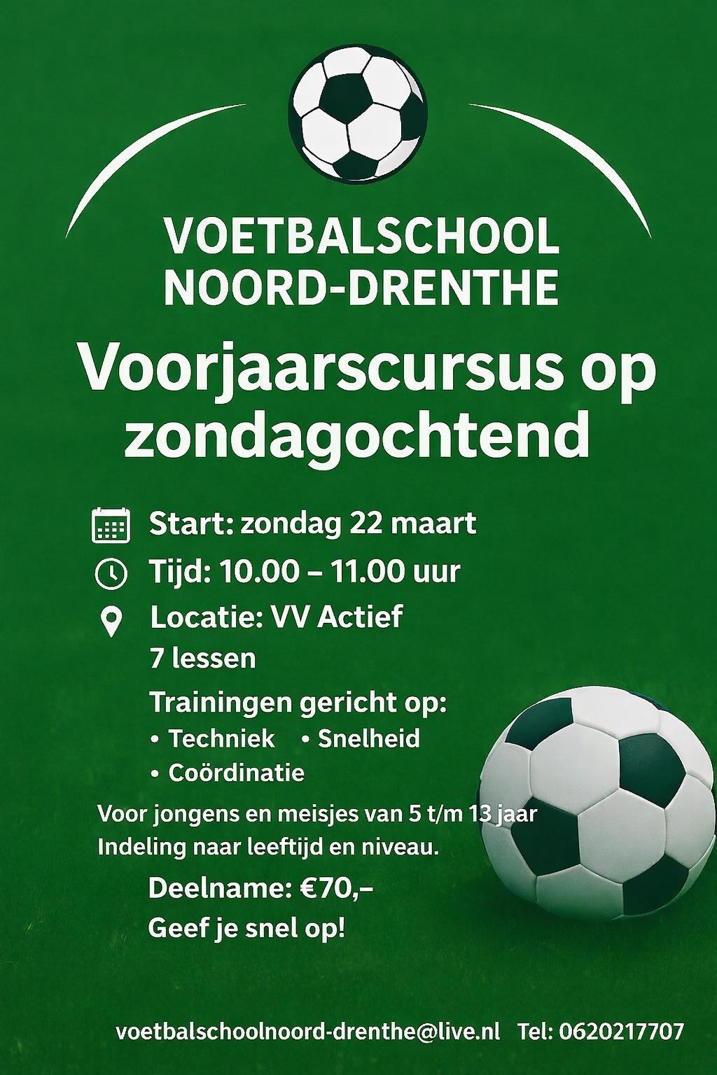 ⚽ Voorjaarscursus Voetbalschool Noord-Drenthe bij VV Actief